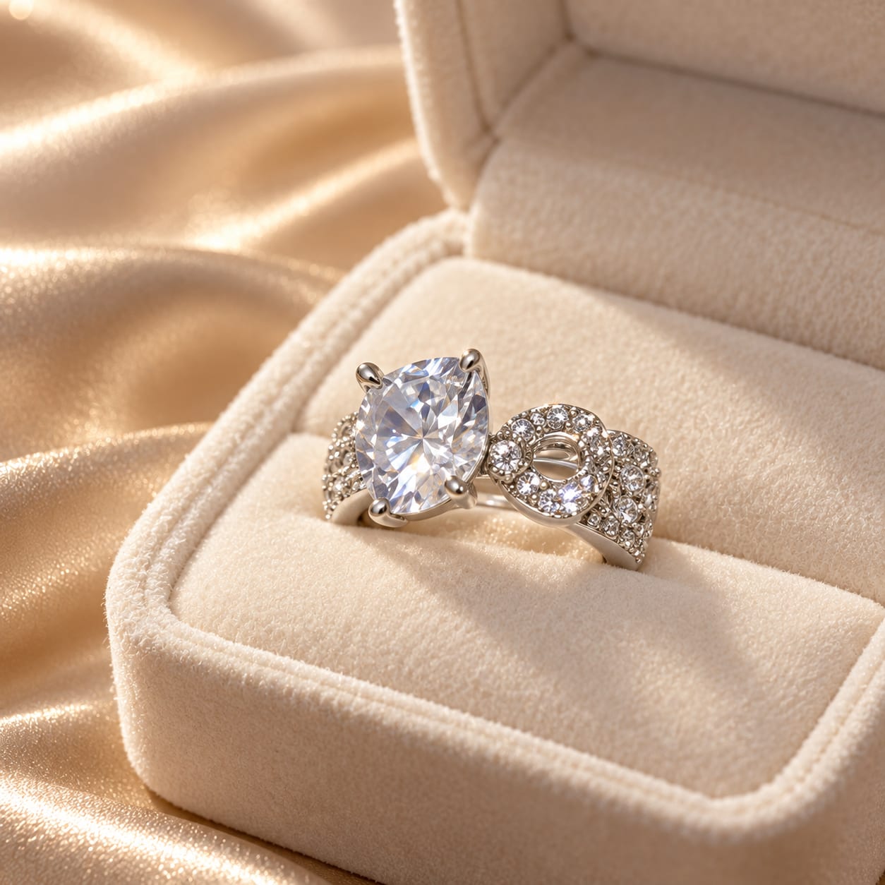 Pear solitaire ring