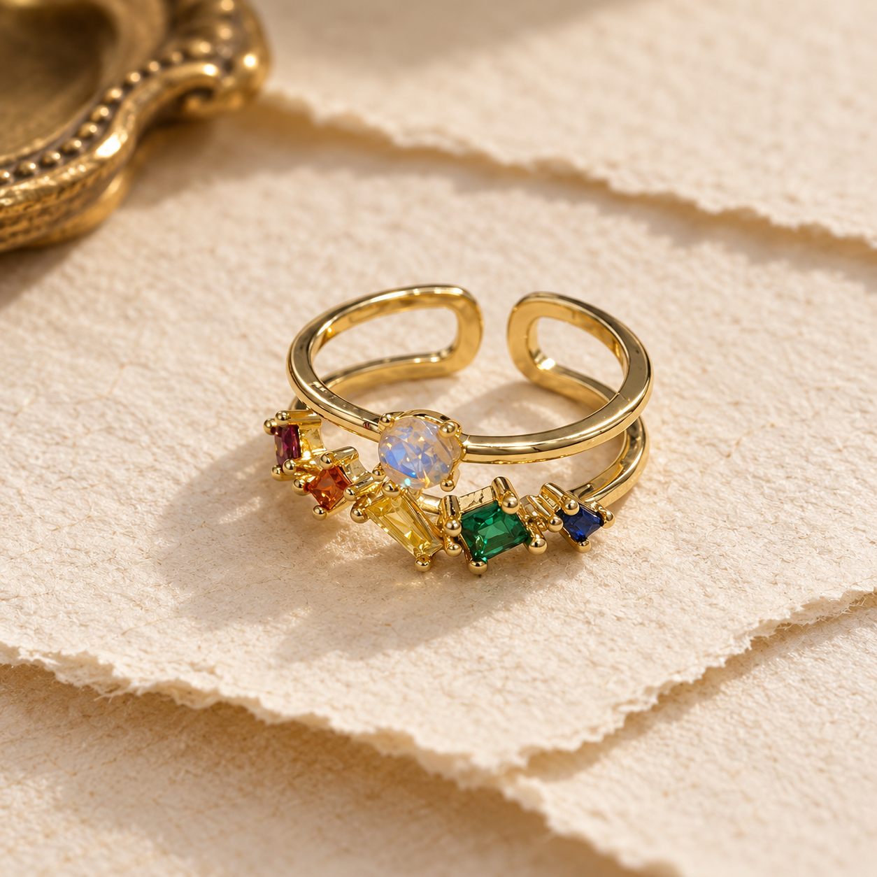 Rainbow Baguette Ring