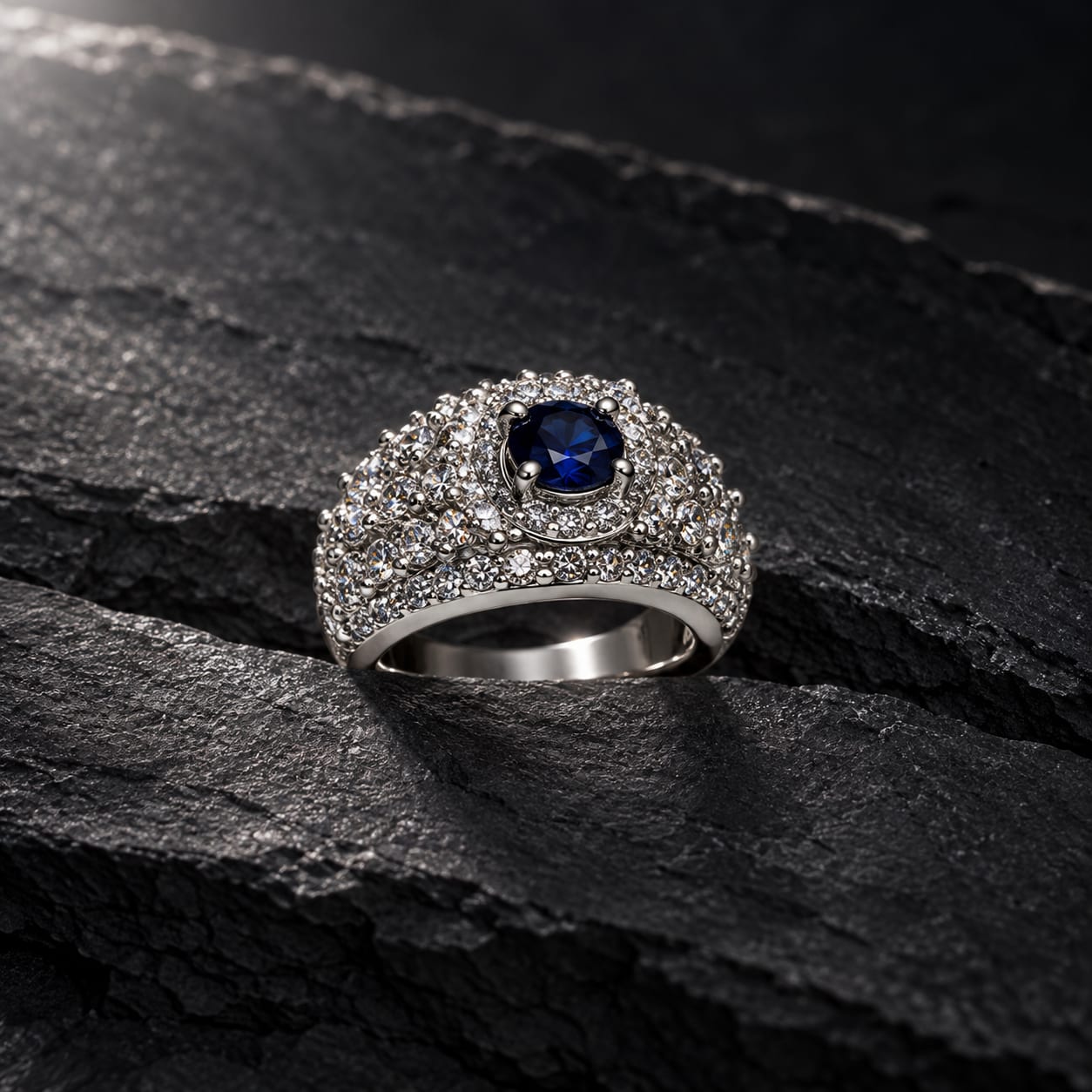 Sapphire halo ring