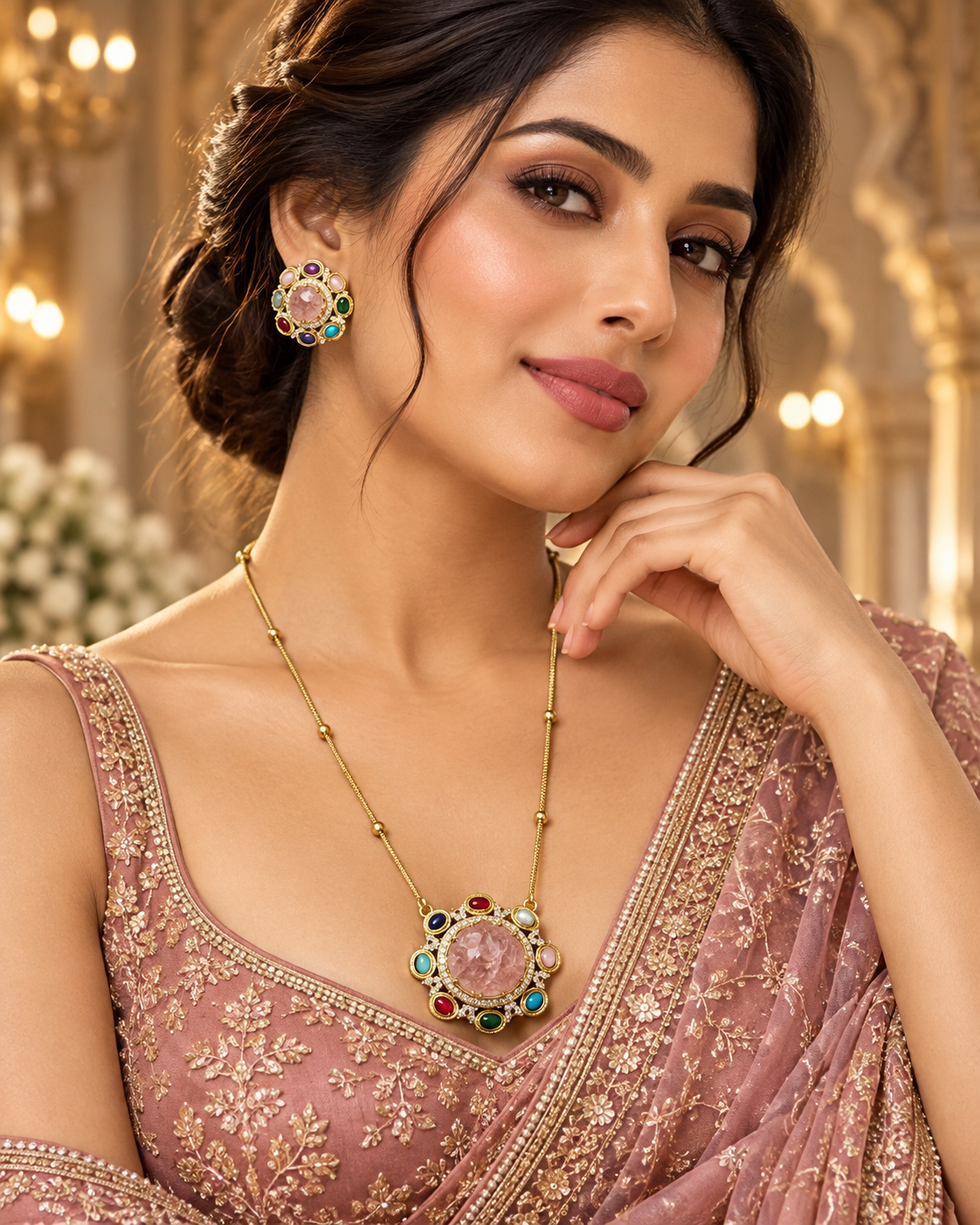 Blush Pendant Necklace Set