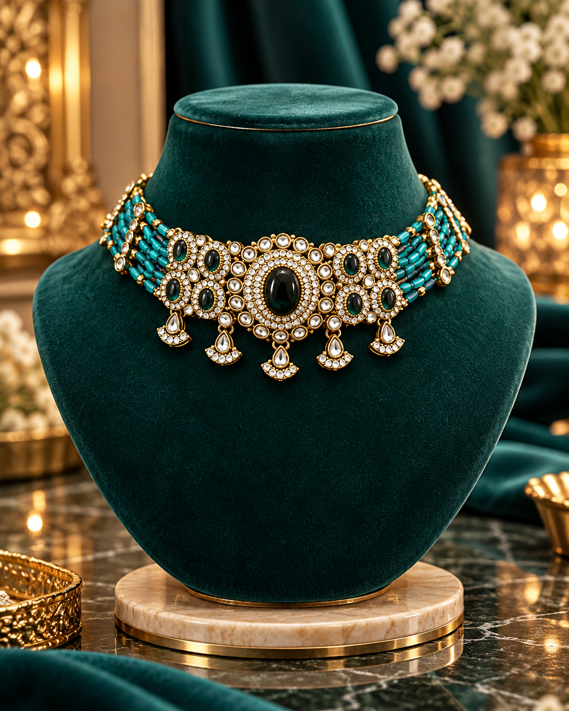 Emerald Bead Choker Set