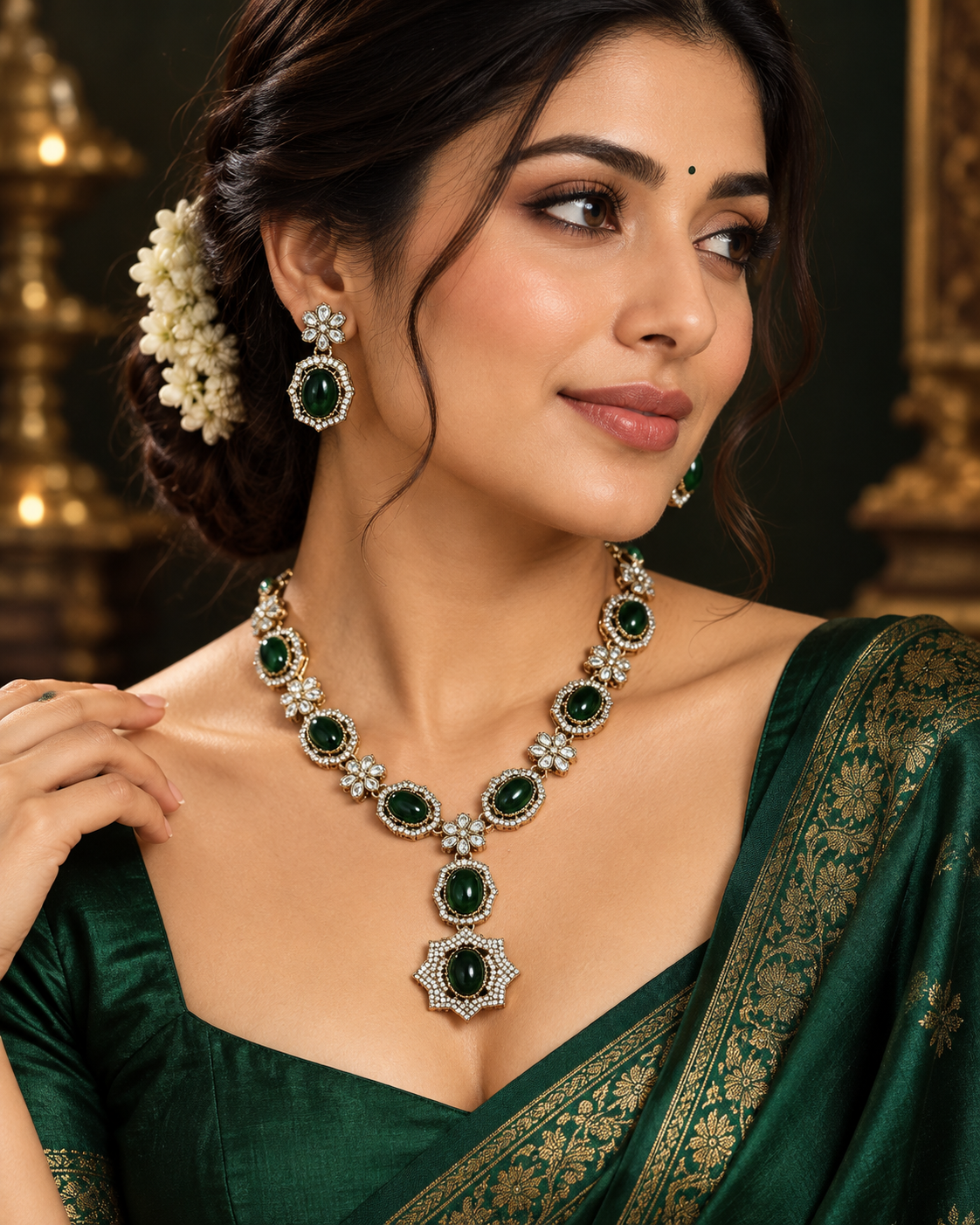 Emerald Oval Necklace Set