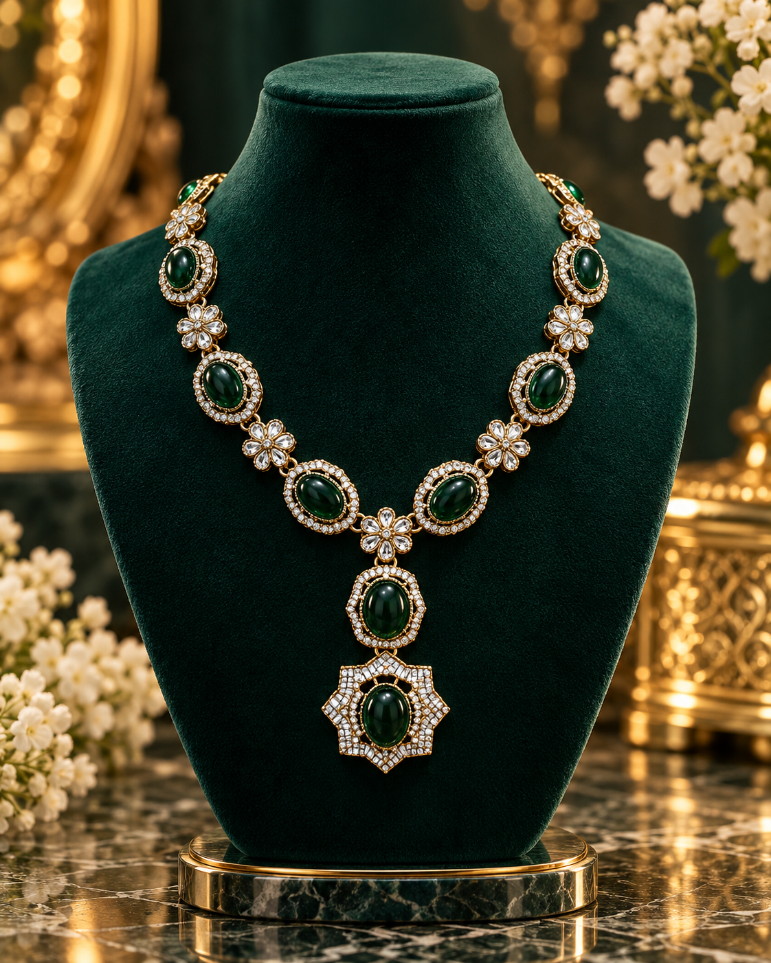 Emerald Oval Necklace Set