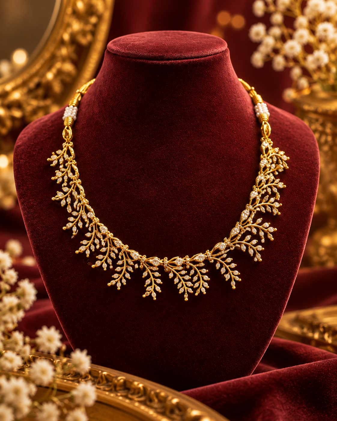 Gold Leaf Necklace Set