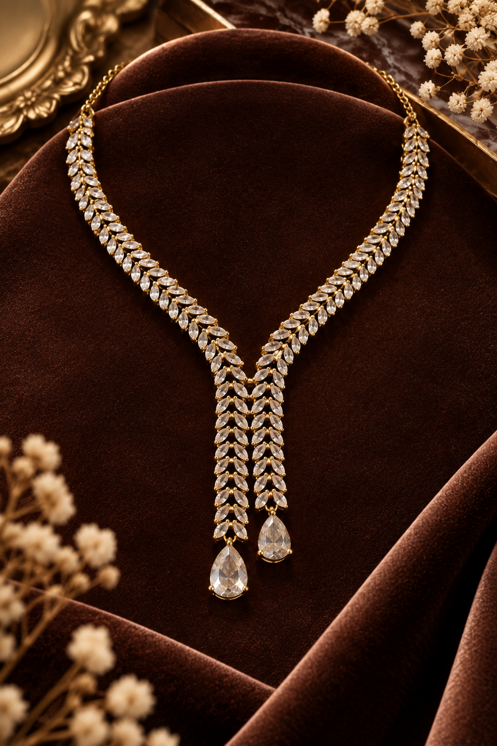 Leaf Lariat Necklace Set