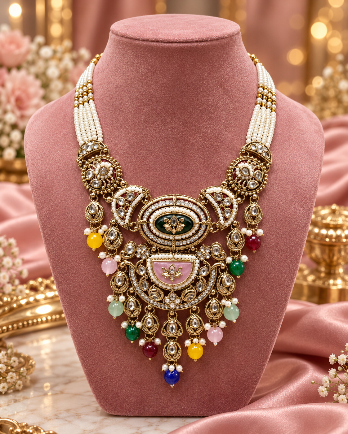 Pastel Enamel Necklace Set