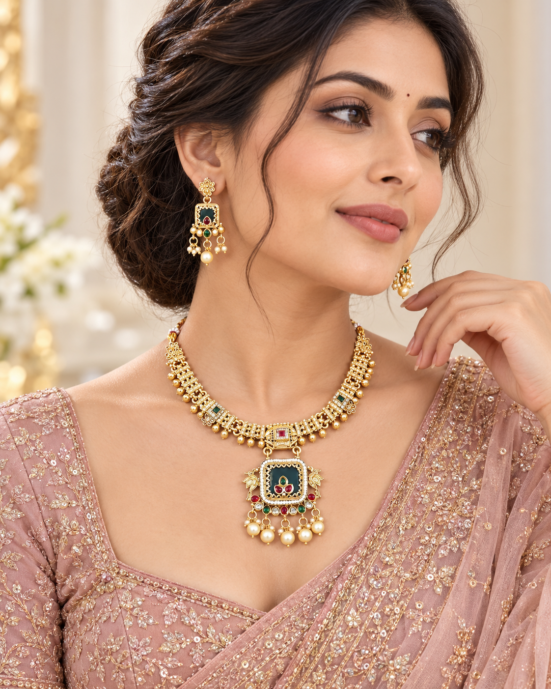 Square Pendant Necklace Set