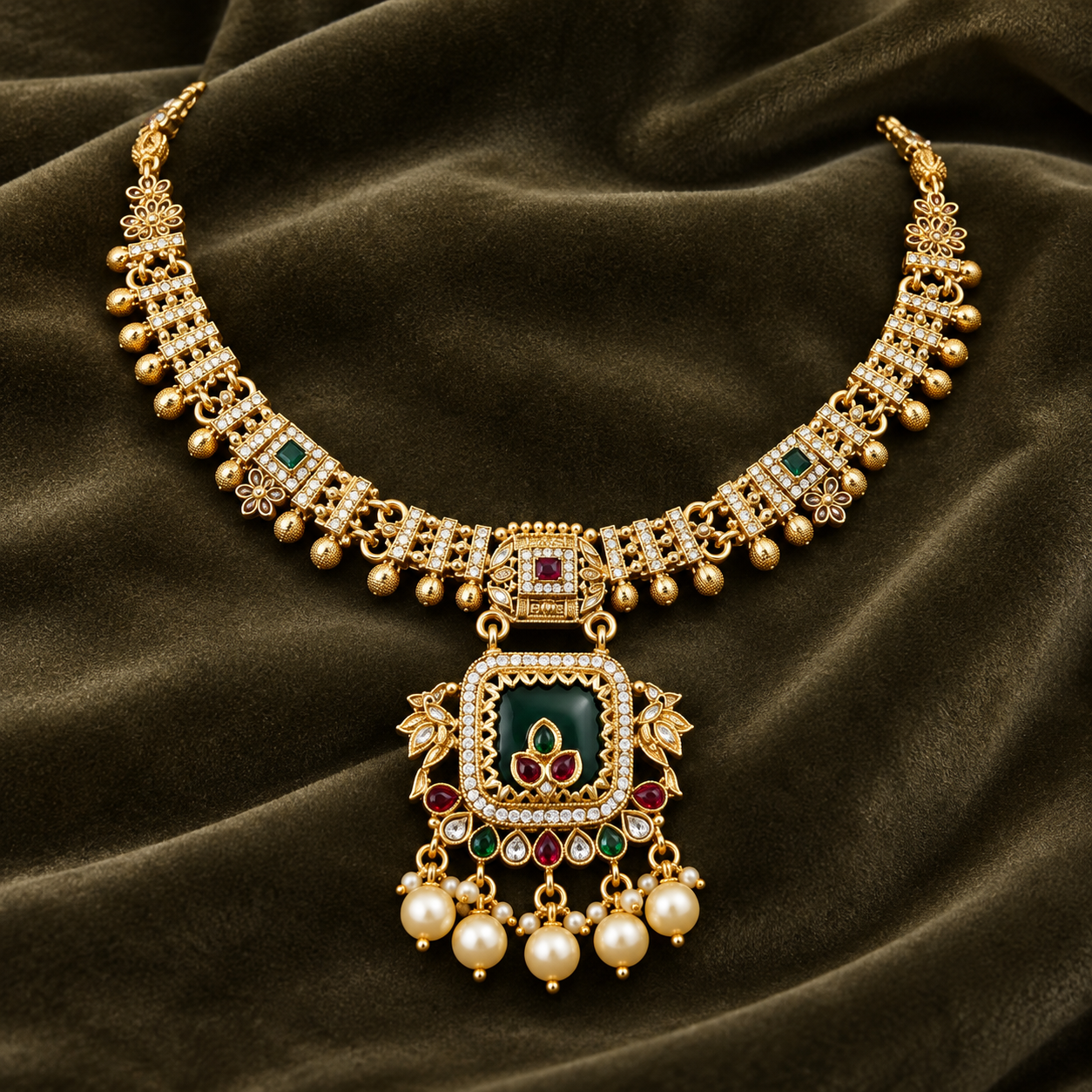 Green Pendant Necklace Set