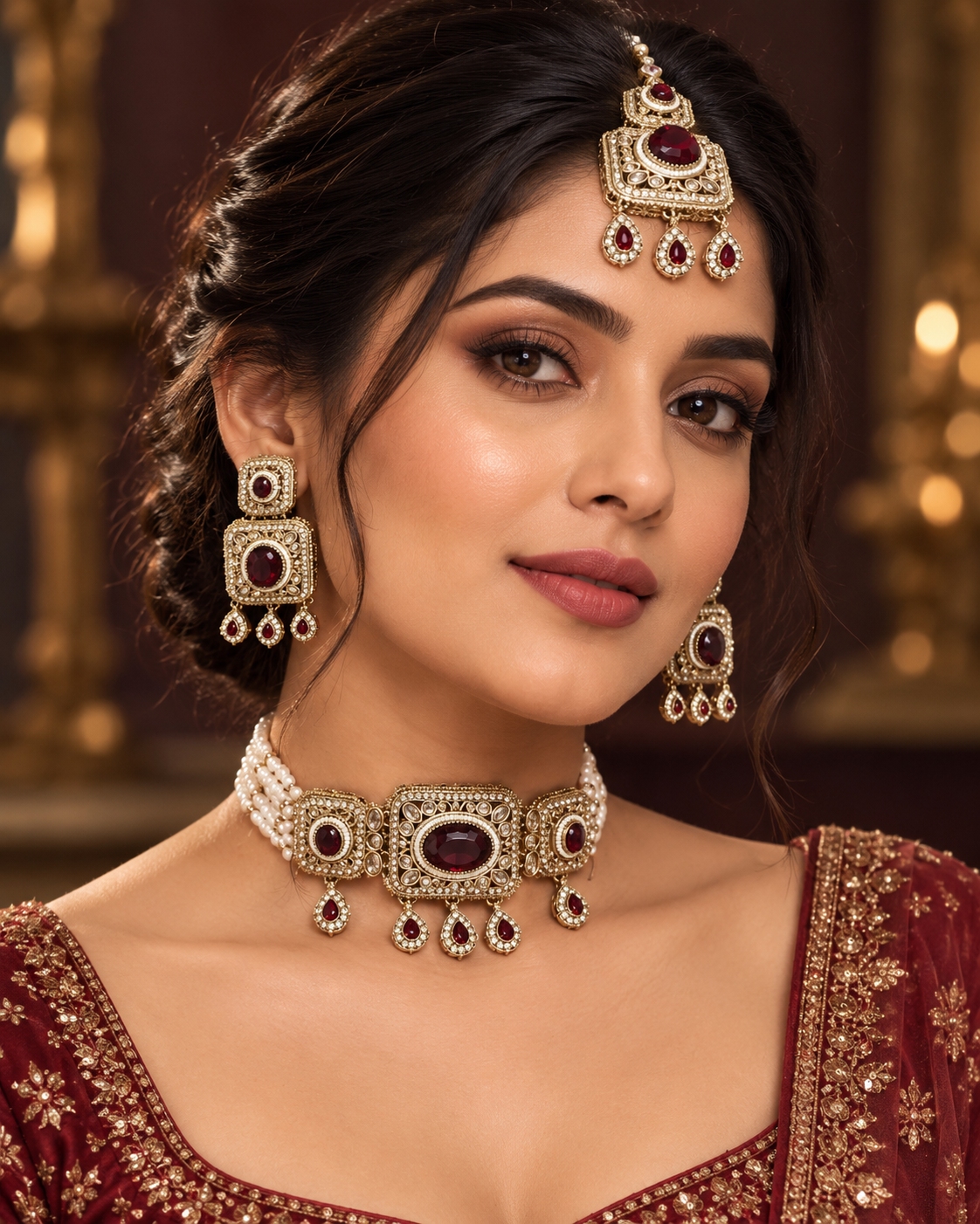 Square Ruby Choker Set